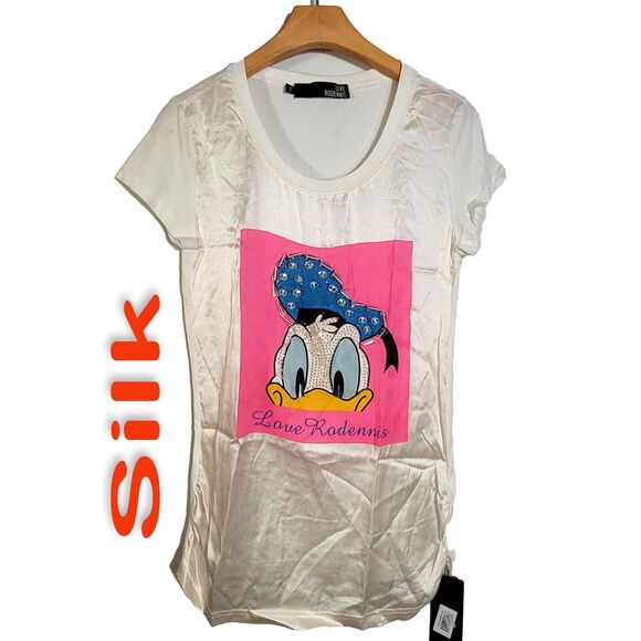 Women's 100% Silk Size XS Short Sleeve Top Shirt FLAW SBK174 - Picture 1 of 6